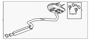 Muffler rear part with barrel Chevrolet Malibu 13-15 hybrid for 1 pipe