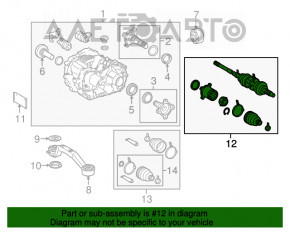 Drive axle shaft rear left Lexus RX450h 16-22 rusty