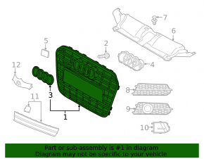 Radiator grille assembly Audi A6 C7 16-18 rest black mat