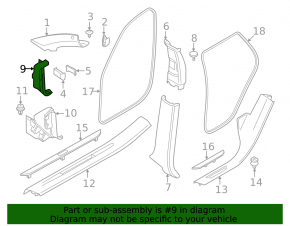 Front pillar trim right lower BMW X5 F15 14-18 black