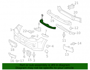 Front bumper mounting strip, central, Lexus GX460 10-13 pre-restyling