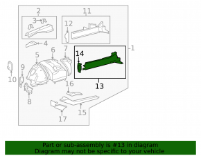 Inner side member of the front left Lexus LS460 LS600h 07-17