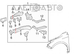 Side member nose right Toyota Avalon 13-18
