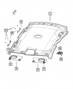 Chrysler 200 15-17 Headliner w/o Sunroof, Gray