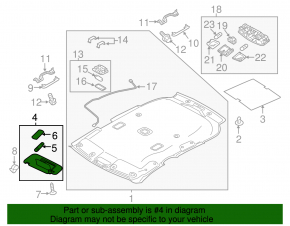 Right visor Mitsubishi Outlander Sport ASX 10-15 gray, with backlight, for dry cleaning, without hook