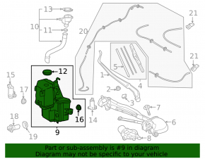 Lexus NX 22-25 US-built windshield washer reservoir