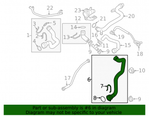 Lower cooling hose assembly for Audi Q5 8R 09-17 2.0T, hybrid