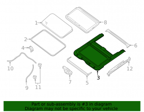 Sunroof mechanism frame Nissan Sentra 13-19