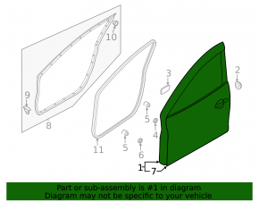 Door bare front left Mazda 3 14-18 BM