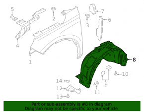 Lincoln Corsair 20-26 front left fender liner torn