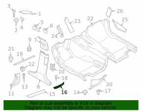 Door sill trim outer rear right BMW 5 F10 11-16 backlight