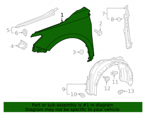Front left wing Toyota Camry v55 15-17 usa