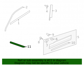 Front door molding left VW Tiguan 22-24 black gloss with chrome