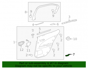 Lexus UX 19-26 inner front left door handle cap