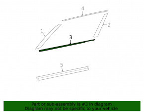 Door-glass molding, central rear right, Nissan Altima 13-18, chrome