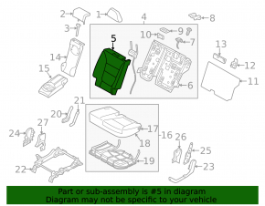 Rear seat, 2nd row, left, Kia Sorento 10-15, black cloth, dry cleanable