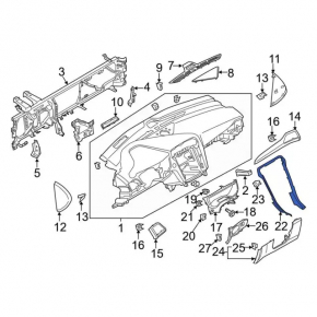 Ford Fusion mk5 17-20 black central dashboard trim, peeling coating