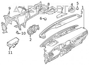 Torpedo front panel without AIRBAG Ford Escape MK4 20-22 under the button 6 speakers