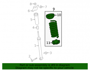 Rear right spring for Land Rover Range Rover Velar 18-20, stiffness: 1 green, 1 brown, 1 purple, 1 white
