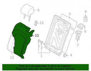Backrest of the rear row of seats, left, 2nd row, VW Taos 22-25, black and gray
