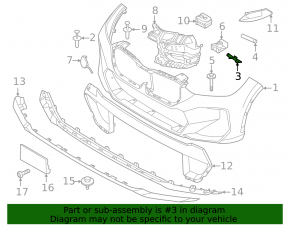 Front bumper mount, right fender, BMW X1 U11 24-25, lower part
