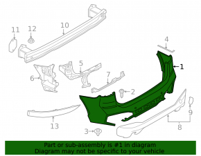 Bare rear bumper for BMW X1 F48 16-22 with parking sensors, M-Sport
