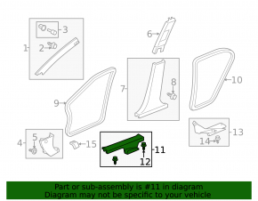 Black front right door sill plate for Honda Accord 2013-2017