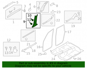 Center pillar trim lower left Subaru Impreza WRX GH 08-14 black, scratches
