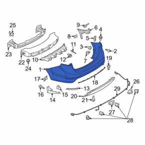Rear bumper bare Ford Fiesta 14-19 rest 4d