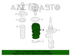 Front right spring Mercedes CLA 14-19, stiffness 2, yellow