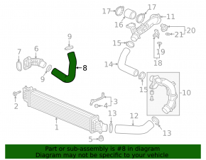 Right intercooler pipe from the second cooler, Honda Accord 18-22 1.5T tires