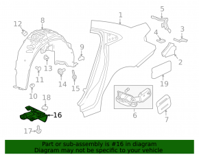 Rear left mudguard on the threshold of Chevrolet Cruze 16-