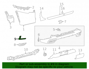 Lower rear bumper molding, right, Lexus LX 22-26, chrome