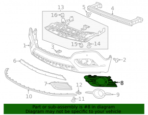 Front bumper grille left Buick Encore 13-16 under fog lights