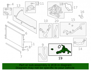 Thermostat housing assembly for Hyundai Sonata 20-26 HEV, 2 parts, metal