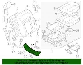 Heated passenger seat cushion for Subaru Outback 15-17