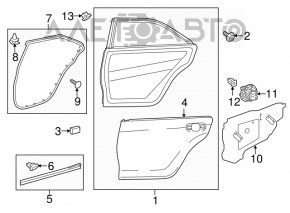 Rear left door seal for Toyota Camry v55 15-17 USA