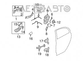 Upper rear right door hinge for Honda Civic 4D 06-09