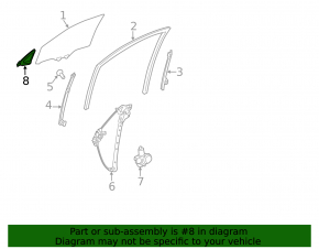 Toyota Rav4 19-24 front left triangle door glass