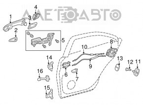 Lexus CT200h 11-17 Rear Left Outer Handle Plug