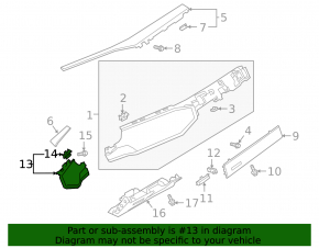 Lower left front panel trim for Audi Q3 83A 19-25, glossy black with chrome