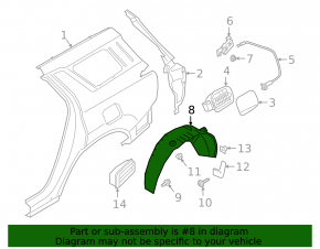 Rear right fender liner for Hyundai Palisade 20-25