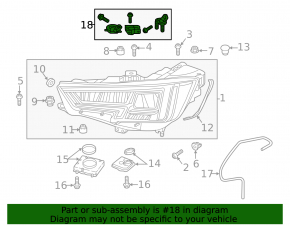 Upper left headlight mount kit for Audi B9 17-19