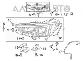Upper left headlight mount kit for Audi B9 17-19