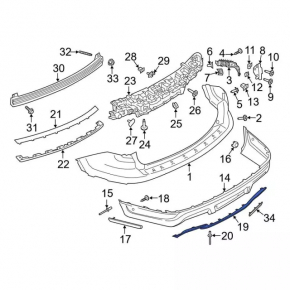 Rear bumper trim lower Ford Explorer 18-19 rest gray