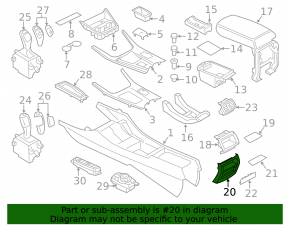 Rear center console trim for BMW X3 F25 11-17 black, 2 pieces, for cigarette lighter, broken fasteners