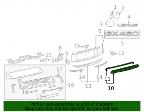 Lexus GX460 10-23 Trunk Door Molding