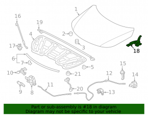 Hood hinge left Kia Sorento 10-15