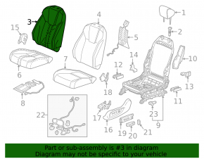 Honda Insight 19-22 driver's seat upholstery, black leather, heated, perforated
