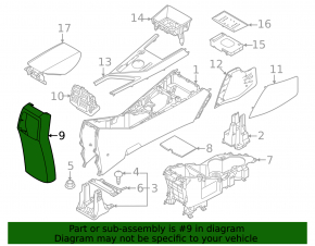 Rear center console trim Kia Niro 23 - black, under the air duct deflector